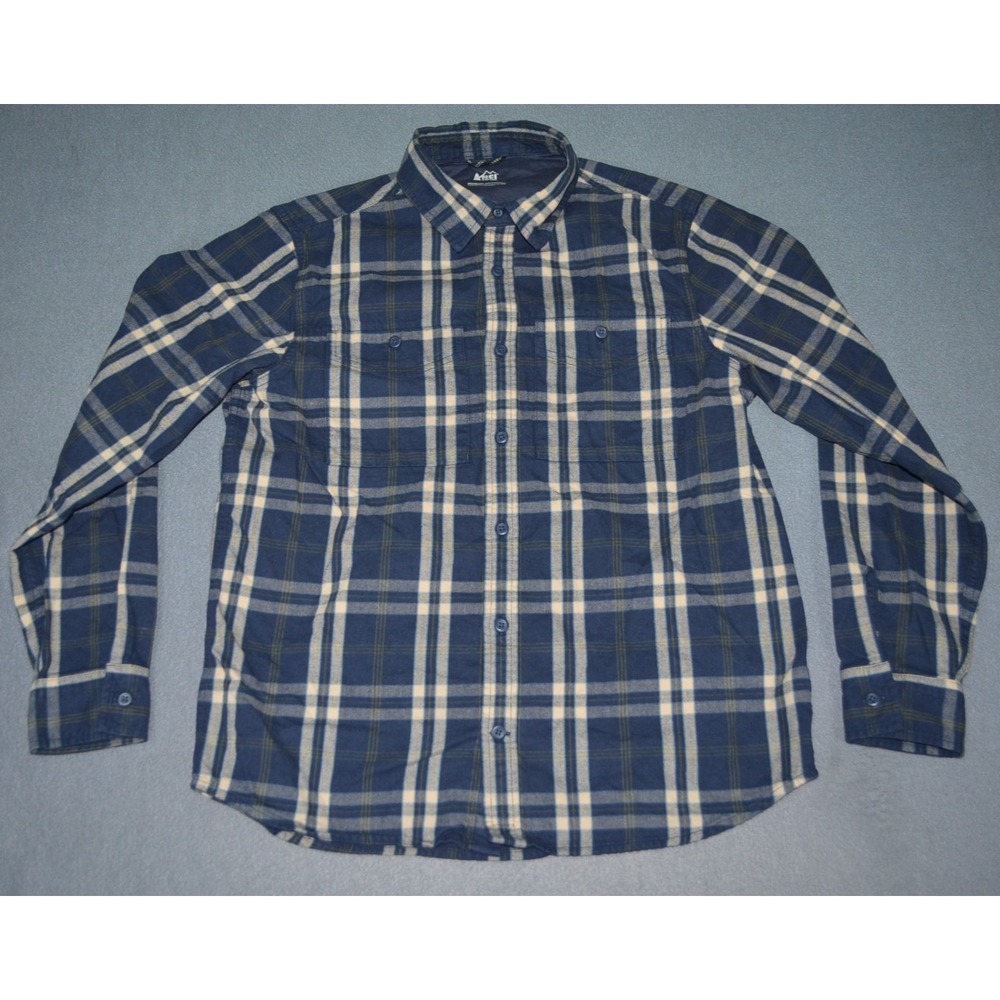 REI Co-op Campwell Flannel Shirt Mens Medium Plaid Cotton Button Up